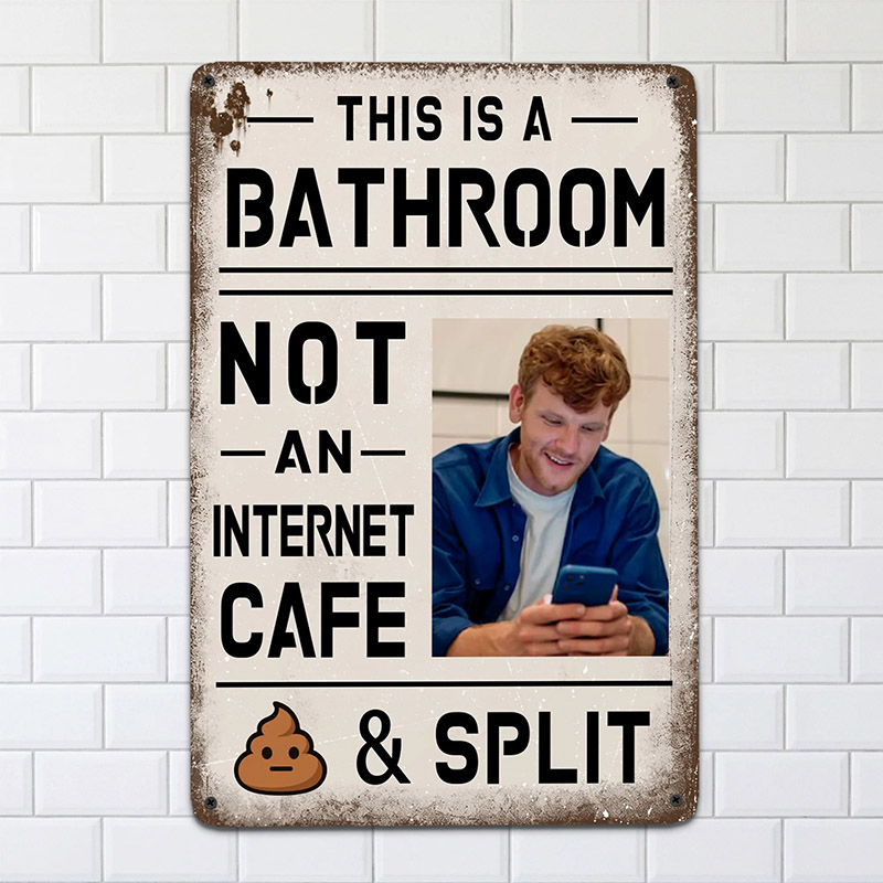 Personalized Funny This Is A Bathroom Retro Style Metal Sign with Photo Bathroom Wall Decor Birthday Housewarming Gift for Family Friends