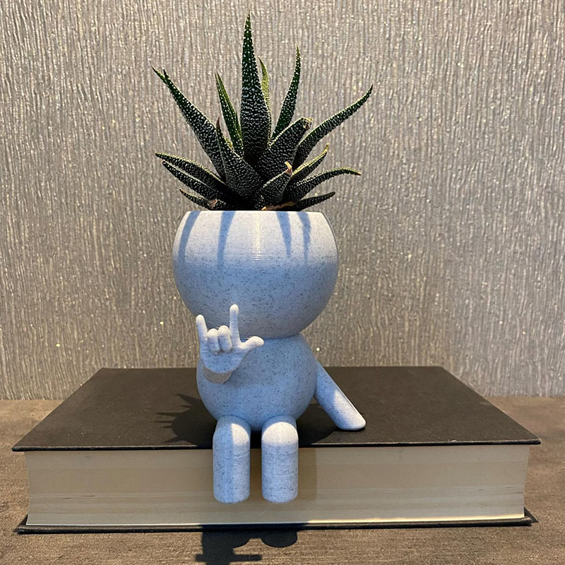 Personalized Signing "I love you" ASL BSL Quirky Plant Pot Whimsical Airplant Holder 3D Printed Flower Pot Gift