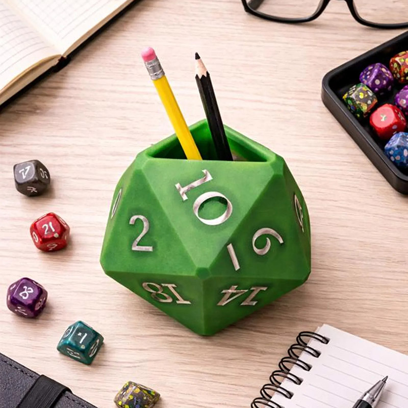 Personalized D20 Dice Pen Holder 3D Print DnD Desk Organizer for DND Game Lovers Magic Lovers