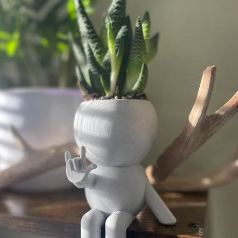 Personalized Signing "I love you" ASL BSL Quirky Plant Pot Whimsical Airplant Holder 3D Printed Flower Pot Gift