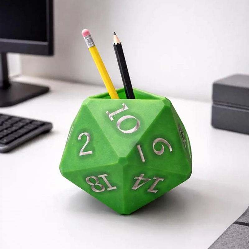 Personalized D20 Dice Pen Holder 3D Print DnD Desk Organizer for DND Game Lovers Magic Lovers