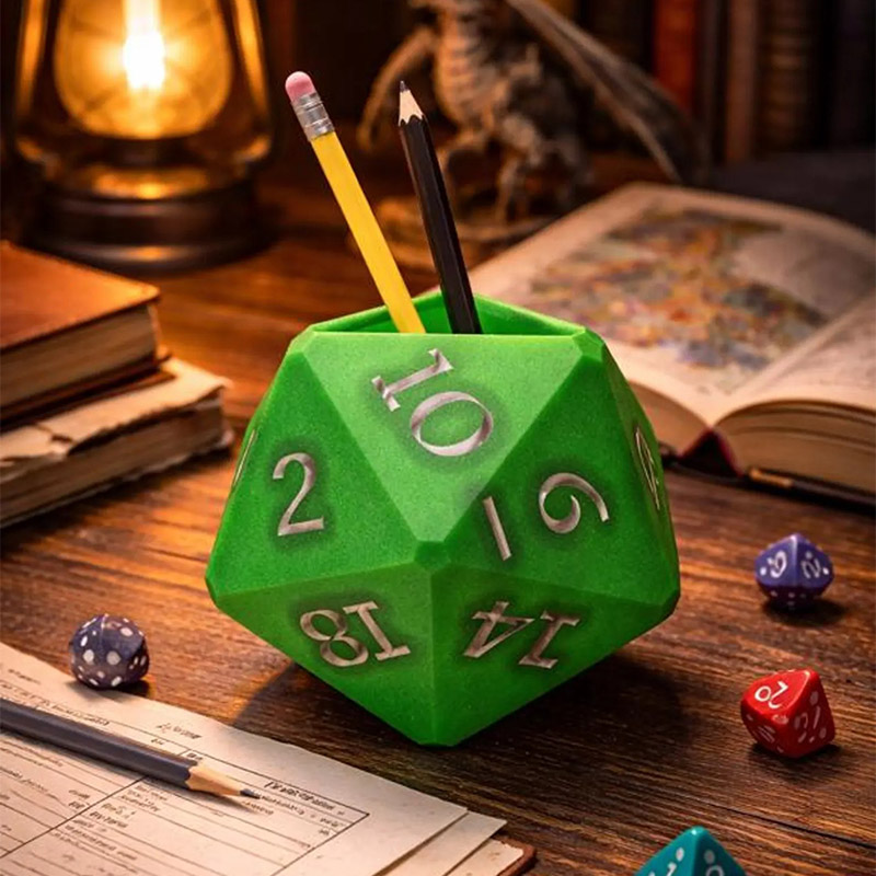 Personalized D20 Dice Pen Holder 3D Print DnD Desk Organizer for DND Game Lovers Magic Lovers