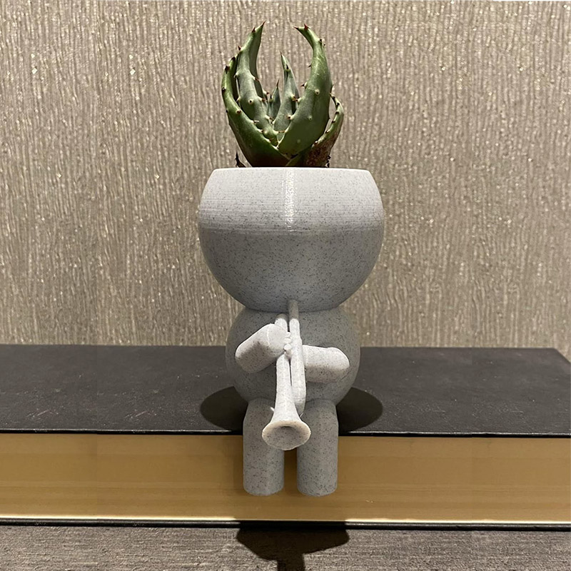 Personalized Trumpet Player Plant Pot Succulent Planter Air Plant Holder 3D Printed Flower Pot Gift for Band Members Music Lovers