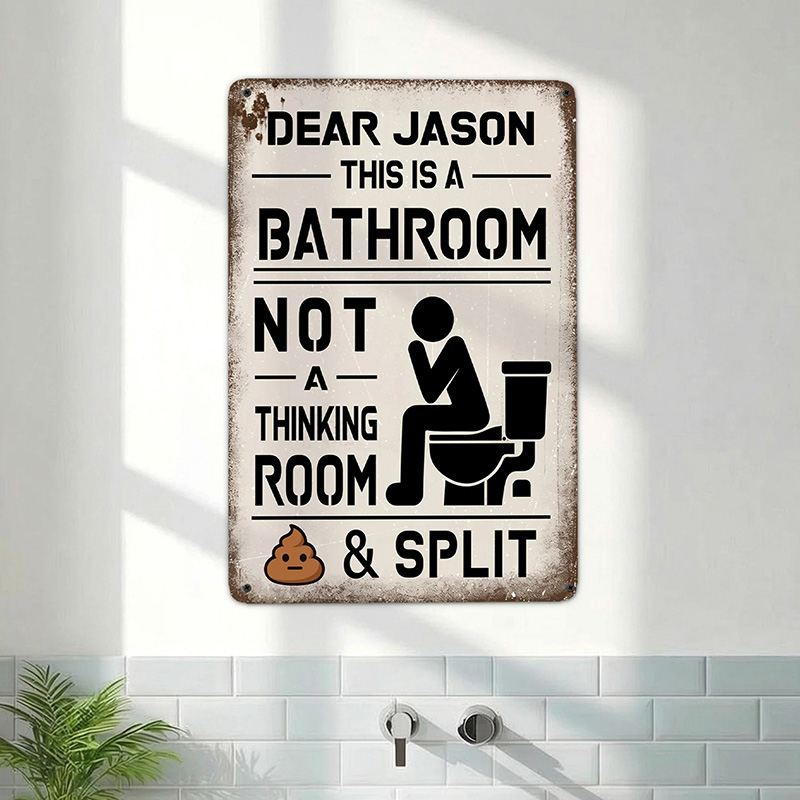 Personalized Funny This Is A Bathroom Not An Internet Cafe Vintage Metal Sign Farmhouse Washroom Wall art Decor Housewarming Gift for Him Husband Dad