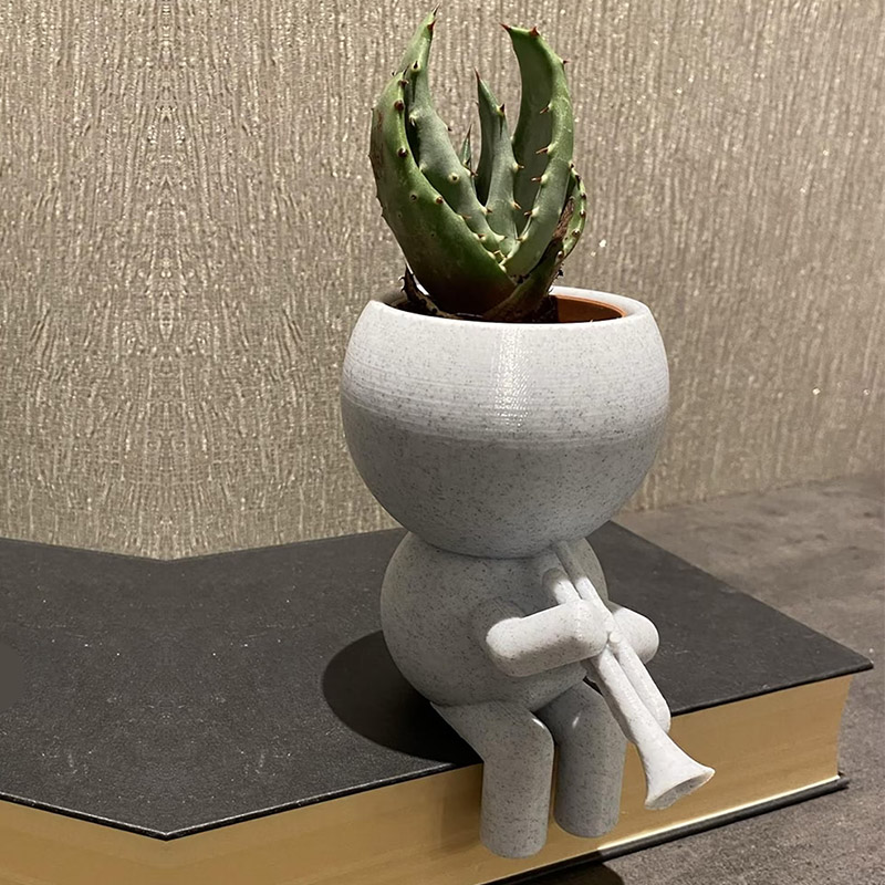 Personalized Trumpet Player Plant Pot Succulent Planter Air Plant Holder 3D Printed Flower Pot Gift for Band Members Music Lovers