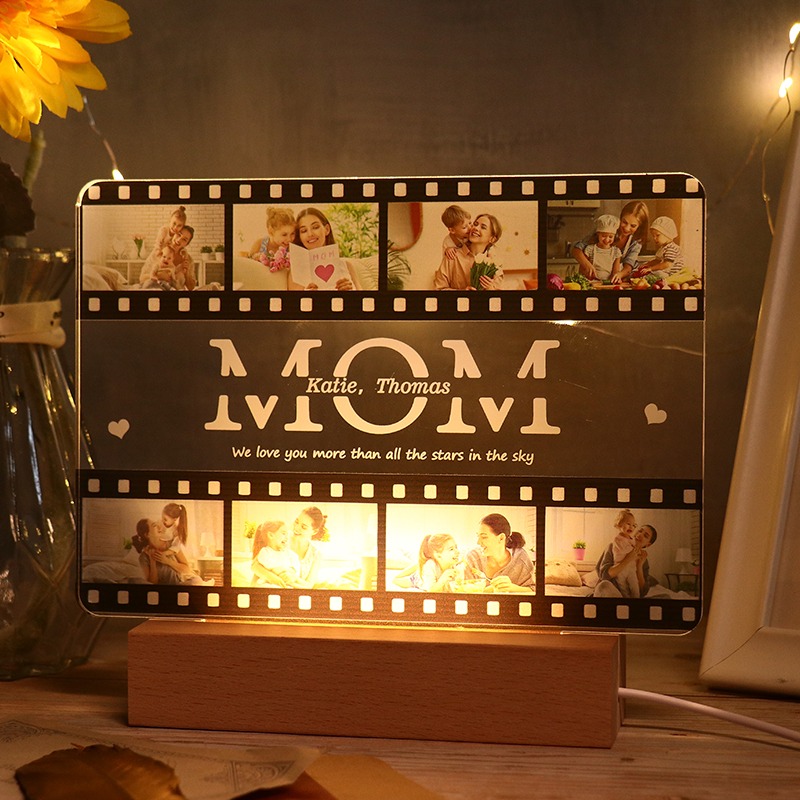 Personalized Mother's Day LED Night Light Custom with Photo and Text for Mom for Birthday Mother Day