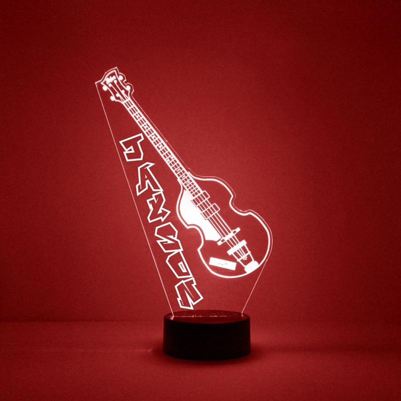 Personalized Guitar LED Night Light Music Decor Lamp Custom with Name Gift for Musicians Guitarists