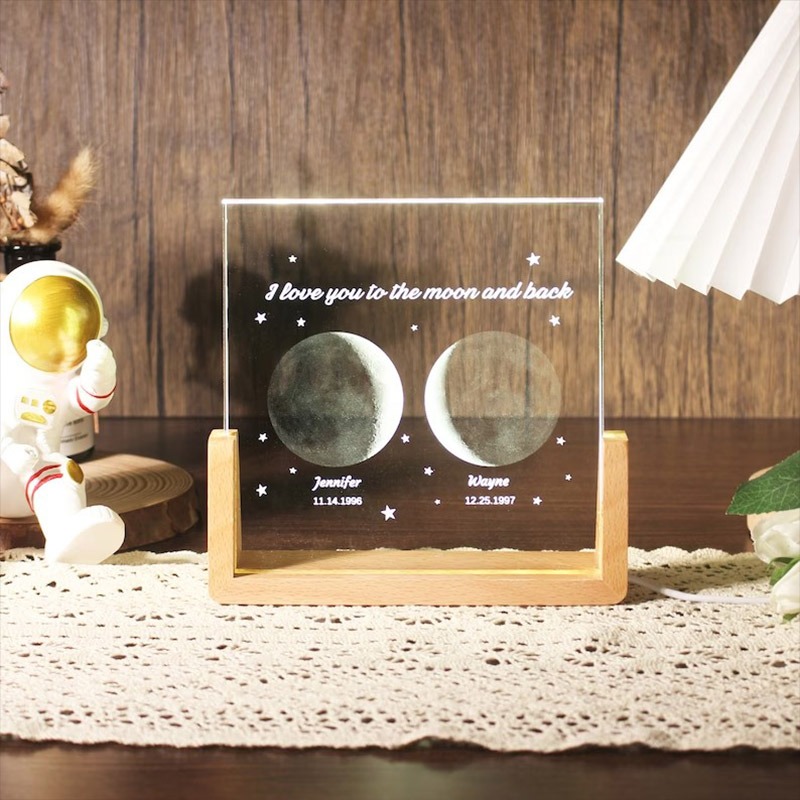 Personalized Moon Phase Acrylic Lamp Desk Decor Gift for Couple Family for Astronomy Enthusiasts