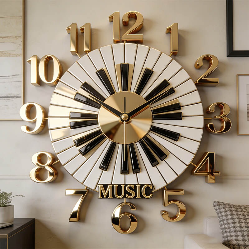 Personalized Piano Key Themed Wall Clock Unique Custom Title Gift for Pianist Music Lovers for Home and Music Classroom