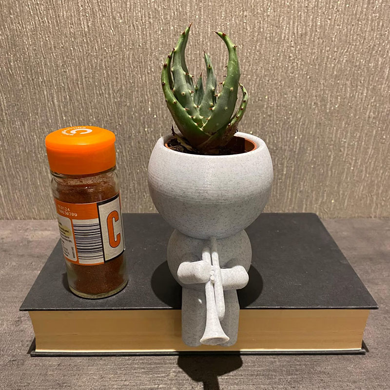 Personalized Trumpet Player Plant Pot Succulent Planter Air Plant Holder 3D Printed Flower Pot Gift for Band Members Music Lovers