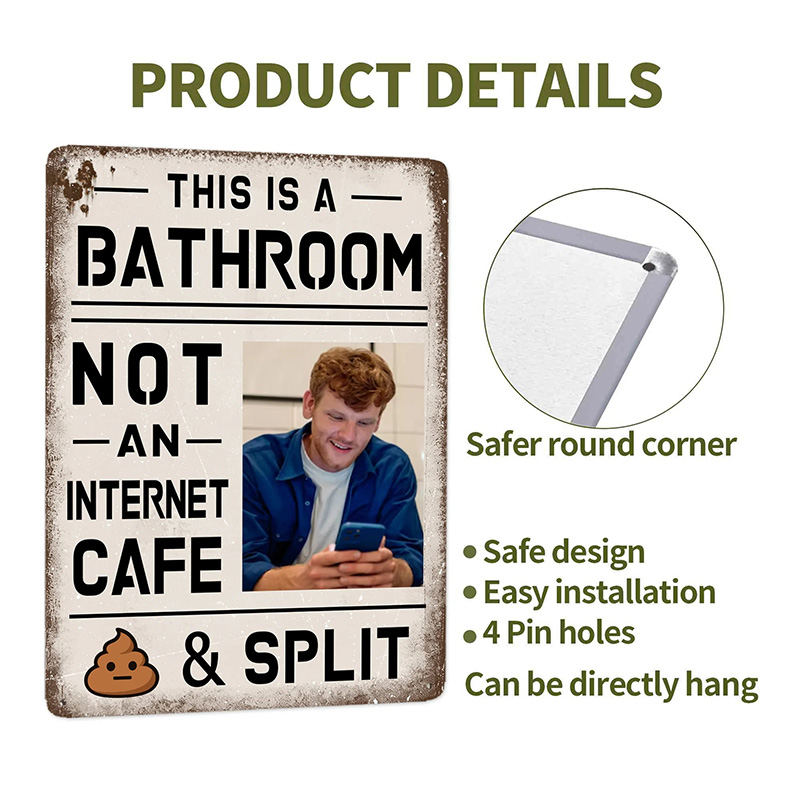 Personalized Funny This Is A Bathroom Retro Style Metal Sign with Photo Bathroom Wall Decor Birthday Housewarming Gift for Family Friends