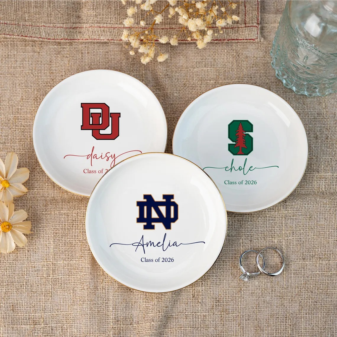 Custom College Logo Trinket Dish Graduation Jewelry Dish University Pride Trinket Tray College Dorm Decor End of Year Gifts Alumni Gifts
