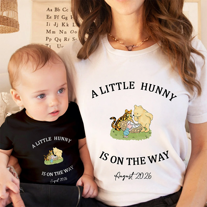 Personalized A Little Huney Classic Winnie the Pooh 100% Cotton T-shirt Baby Bodysuit with Name Birthday Mother's Day Gift for Baby Mother