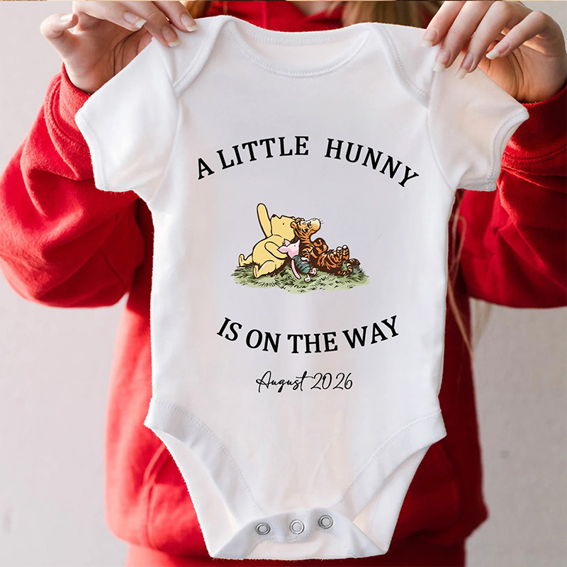 Personalized A Little Huney Classic Winnie the Pooh 100% Cotton T-shirt Baby Bodysuit with Name Birthday Mother's Day Gift for Baby Mother