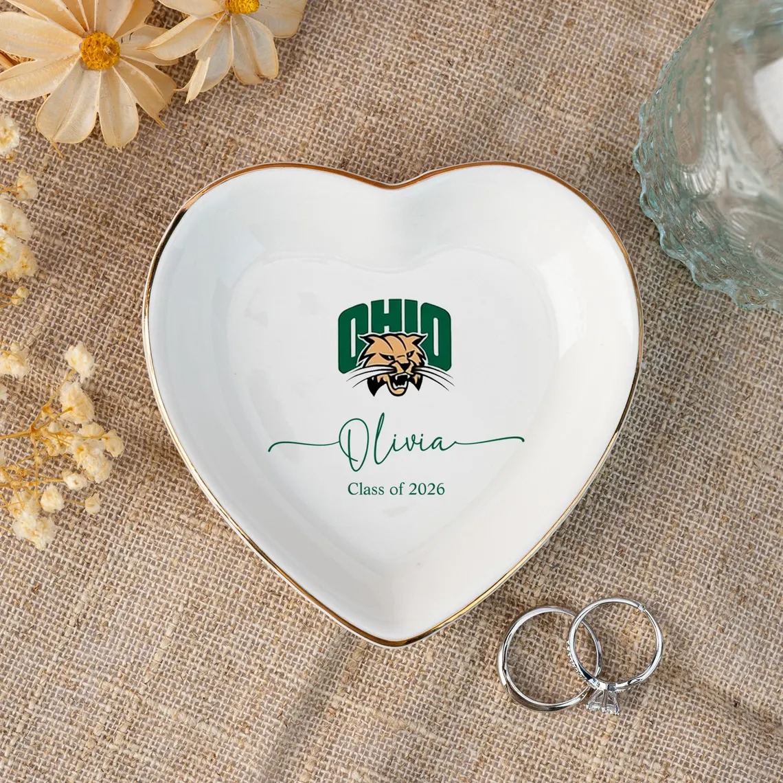 Custom College Logo Trinket Dish Graduation Jewelry Dish University Pride Trinket Tray College Dorm Decor End of Year Gifts Alumni Gifts