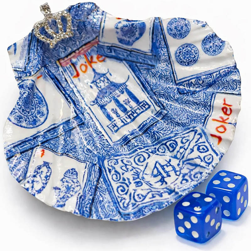 Personalized Decoupaged Scallop Shell Dice Holder Mahjong Queen Gift Jewelry Dish for Her