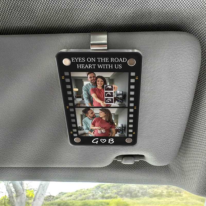 Personalized Film-Style Photo Frame Acrylic Car Visor Clip with Initals Name and Text Car Accessories Birthday Anniversary Gift for Family