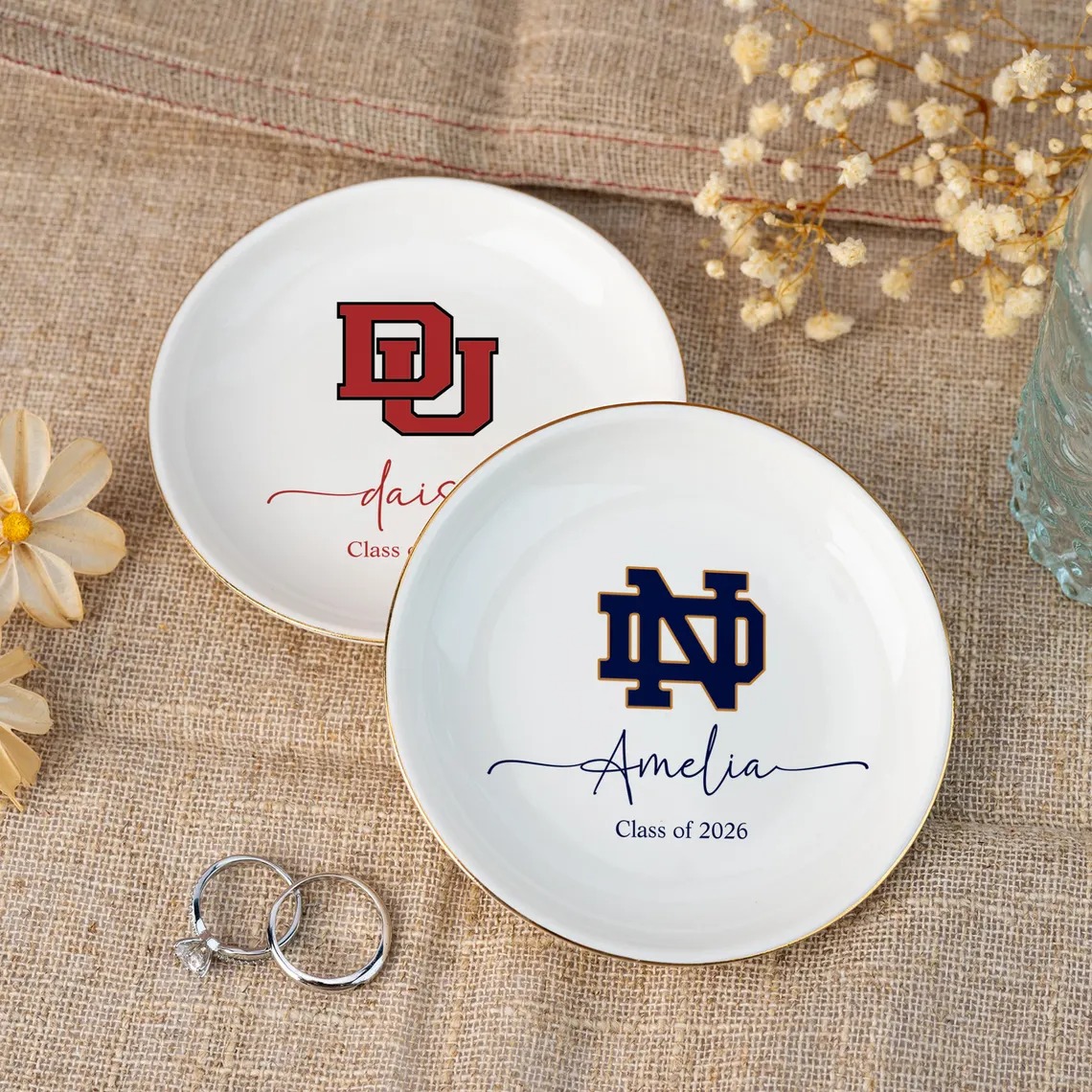 Custom College Logo Trinket Dish Graduation Jewelry Dish University Pride Trinket Tray College Dorm Decor End of Year Gifts Alumni Gifts