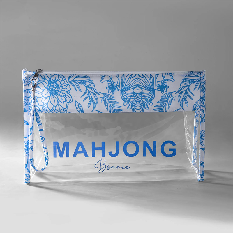 Personalized Blue and White Porcelain Mahjong Waterproof Storage Bag with Name Travel Accessory Birthday Gift for Mahjong Lovers