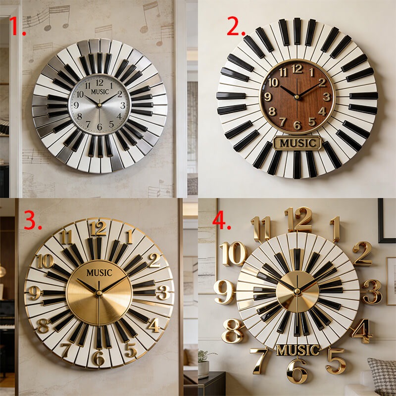Personalized Piano Key Themed Wall Clock Unique Custom Title Gift for Pianist Music Lovers for Home and Music Classroom