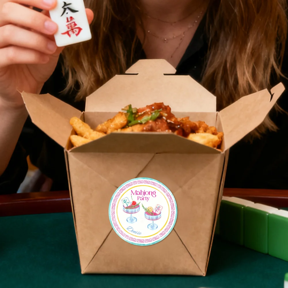 Personalized Mahjong Cocktail Pattern Waterproof Stickers with Name Gift Decor Mahjong Party Gift for Mahjong Lovers