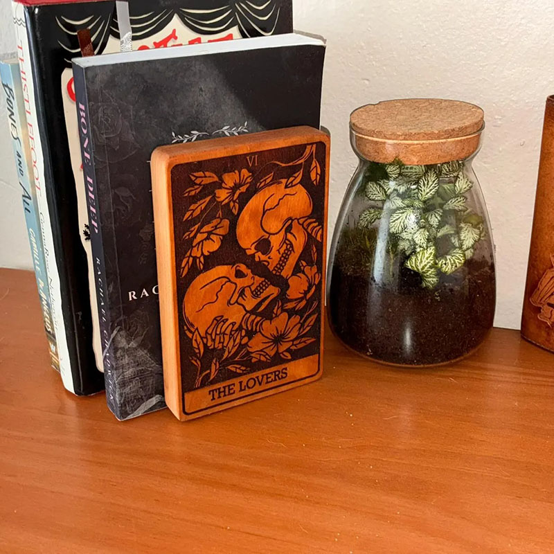 Personalized Tarot Card Bookend Pair of Two Bookends Dark Academia Decor Spiritual Home Decor for Witchy Library or Office