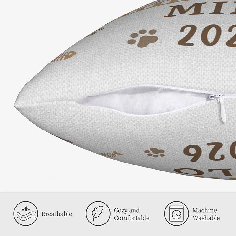 Personalized 3 Pet Photos Paw Bone Print Soft Throw Pillow Cover with Name and Year Home Decoration Memorial Gift for Pet Loss