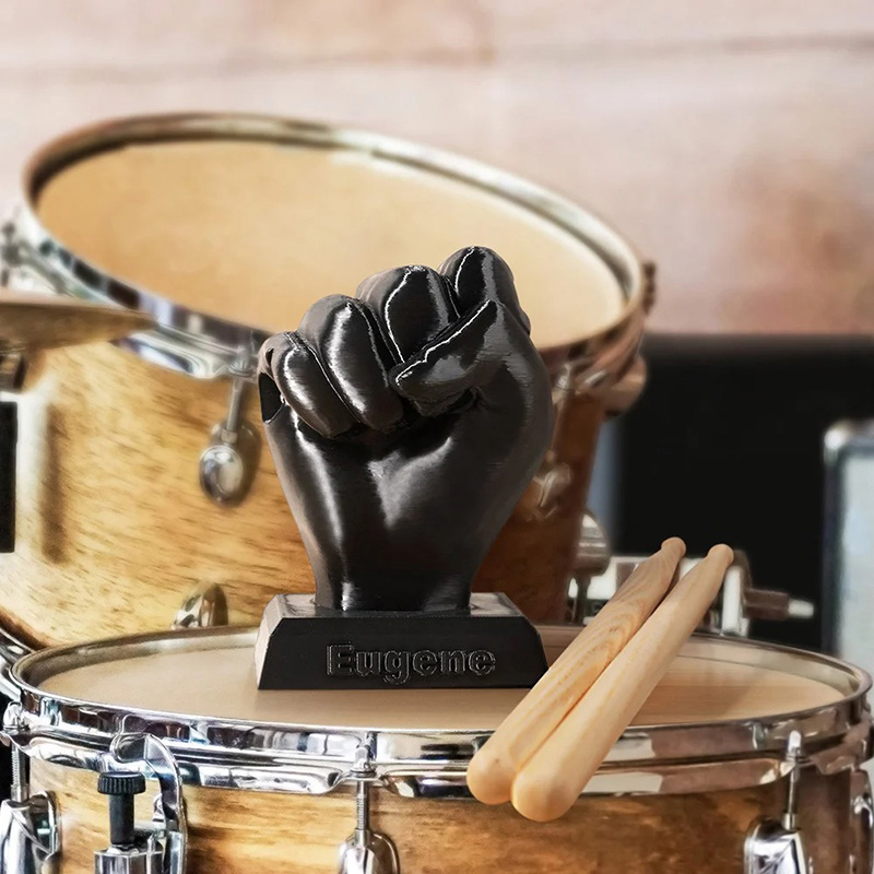 Personalized 3D Printed Rock Hand Faust Gesture Drumstick Display Holder with Name Music Drum Accessory Holiday Birthday Performance Gift for Drummer