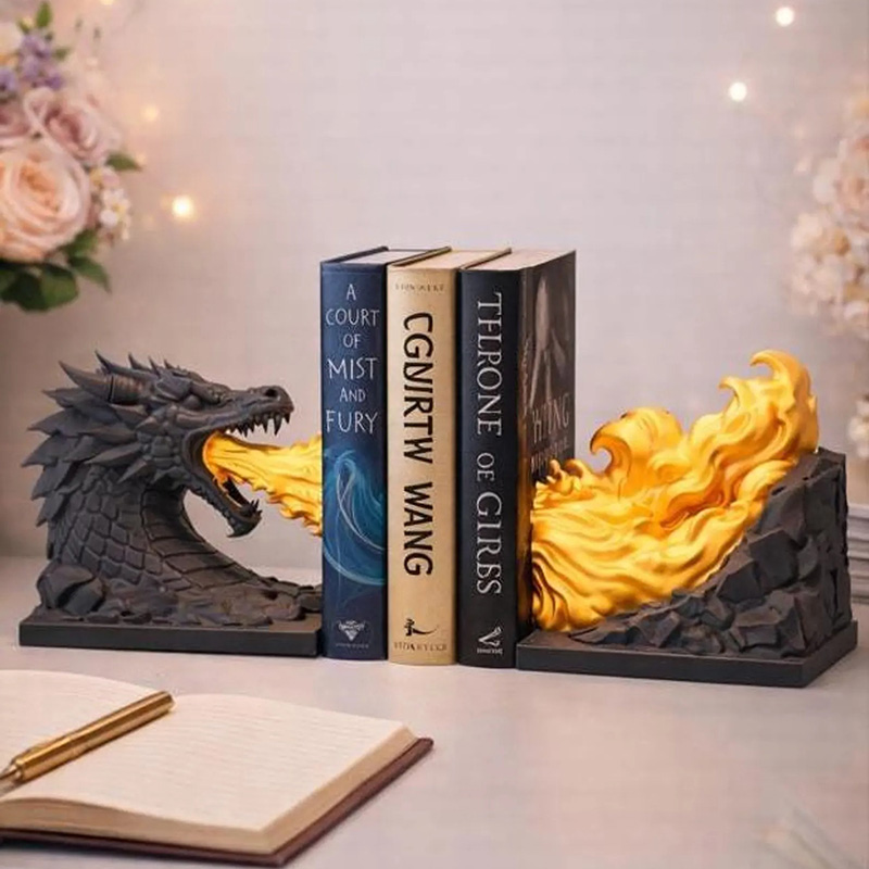 Personalized Dragon Breath Bookend Fantasy Book Nook for DND Game Lovers Book lovers for Game Night Book Corner