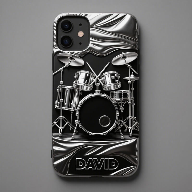 Personalized Drum Set Phone Case Music Lover iPhone Case Drummer Band Music Gift for Birthday Holiday Party