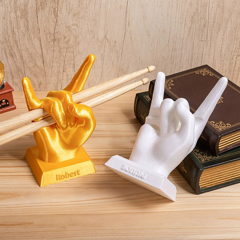 Personalized 3D Printed Rock Hand Faust Gesture Drumstick Display Holder with Name Music Drum Accessory Holiday Birthday Performance Gift for Drummer