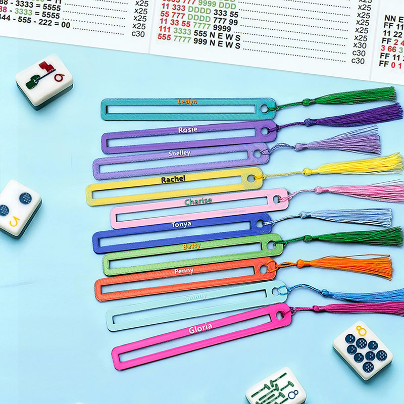 Personalized Multicolor 3D-Printed Mahjong Line Reader with Name and Tassels Mahjong Club Game Night Gift for Mahjong Lovers