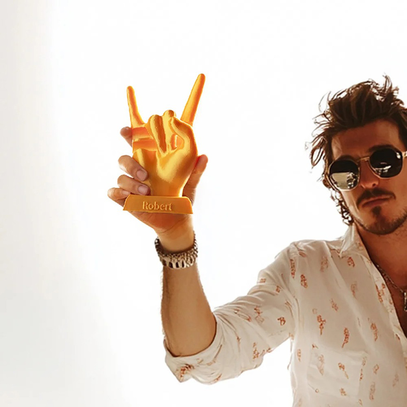 Personalized 3D Printed Rock Hand Faust Gesture Drumstick Display Holder with Name Music Drum Accessory Holiday Birthday Performance Gift for Drummer