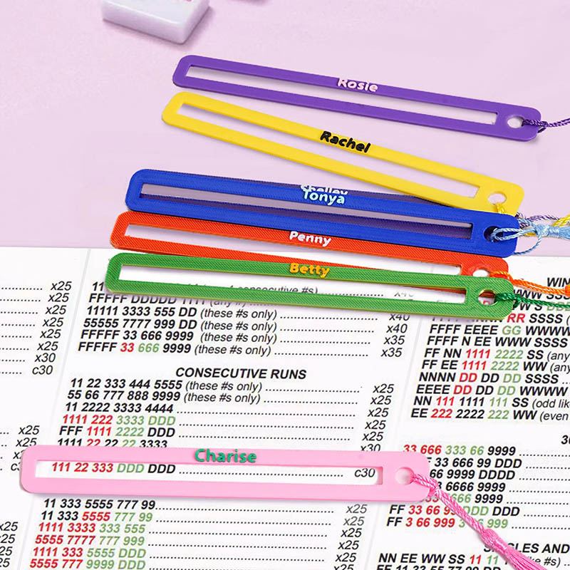 Personalized Multicolor 3D-Printed Mahjong Line Reader with Name and Tassels Mahjong Club Game Night Gift for Mahjong Lovers