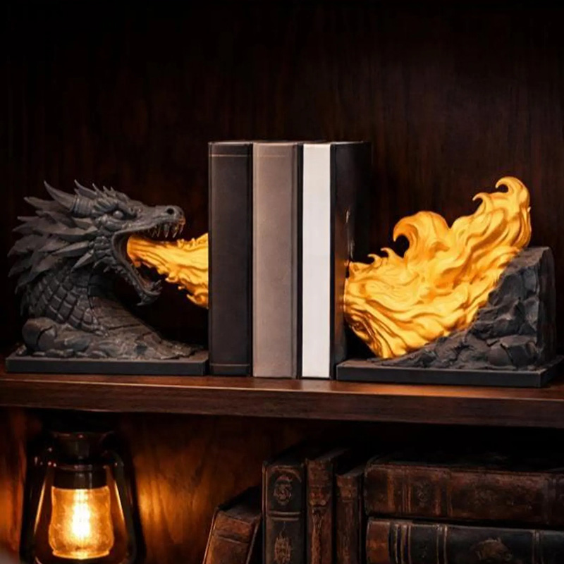 Personalized Dragon Breath Bookend Fantasy Book Nook for DND Game Lovers Book lovers for Game Night Book Corner