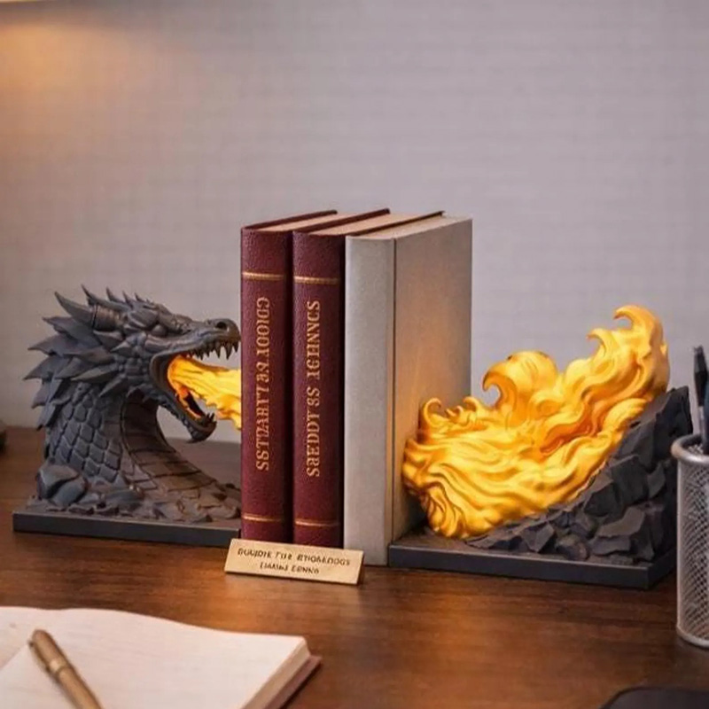 Personalized Dragon Breath Bookend Fantasy Book Nook for DND Game Lovers Book lovers for Game Night Book Corner