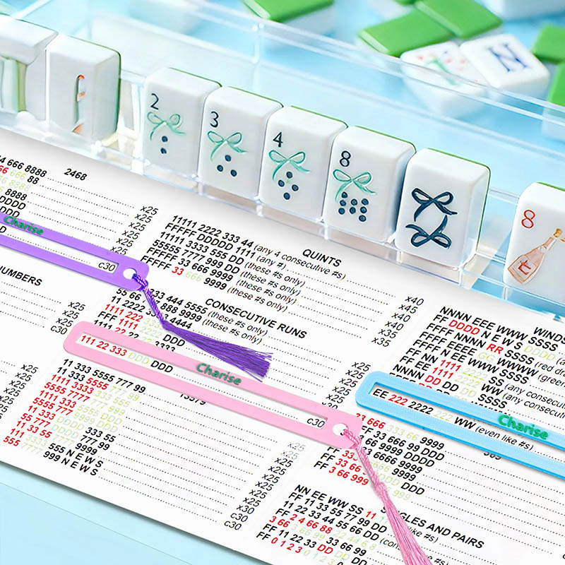 Personalized Multicolor 3D-Printed Mahjong Line Reader with Name and Tassels Mahjong Club Game Night Gift for Mahjong Lovers