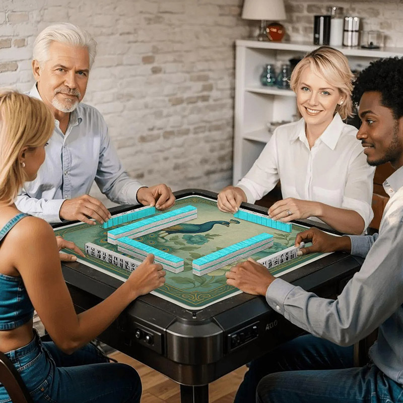 Personalized Peacock Mahjong Mat Non Slip Mah Jongg TilePlay Mat Accessories Game Night Decor Gift for Mahjong Lovers