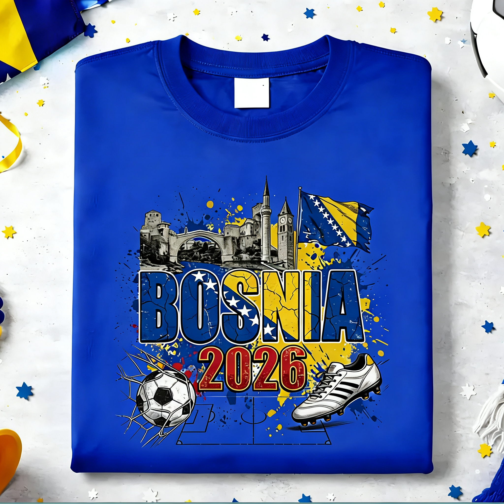 Bosnia 2026 Graphic Soccer Shirt Bosnia and Herzegovina Football Flag Landmarks Zmajevi World Soccer Fan Shirt