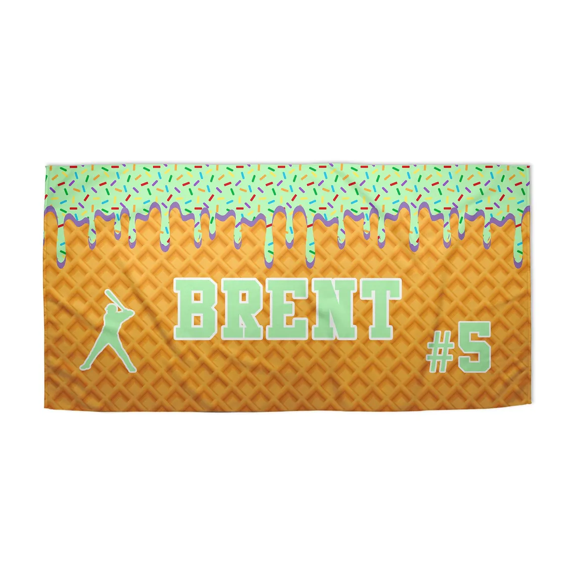 Personalized Ice Cream Drip Baseball Beach Towel For Boys Drip Beach Towel Pool Towel Team Gift Youth Baseball Gift
