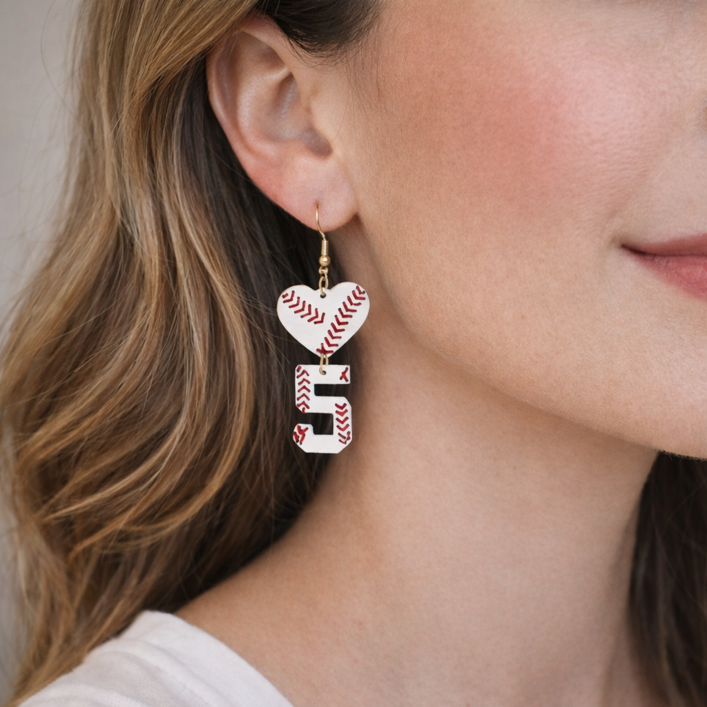 Personalized Acrylic Sporty Basketball Heart-Shaped Digital Earrings with Custom Detail Perfect Gifts for Basketball-Loving Trendy Gals