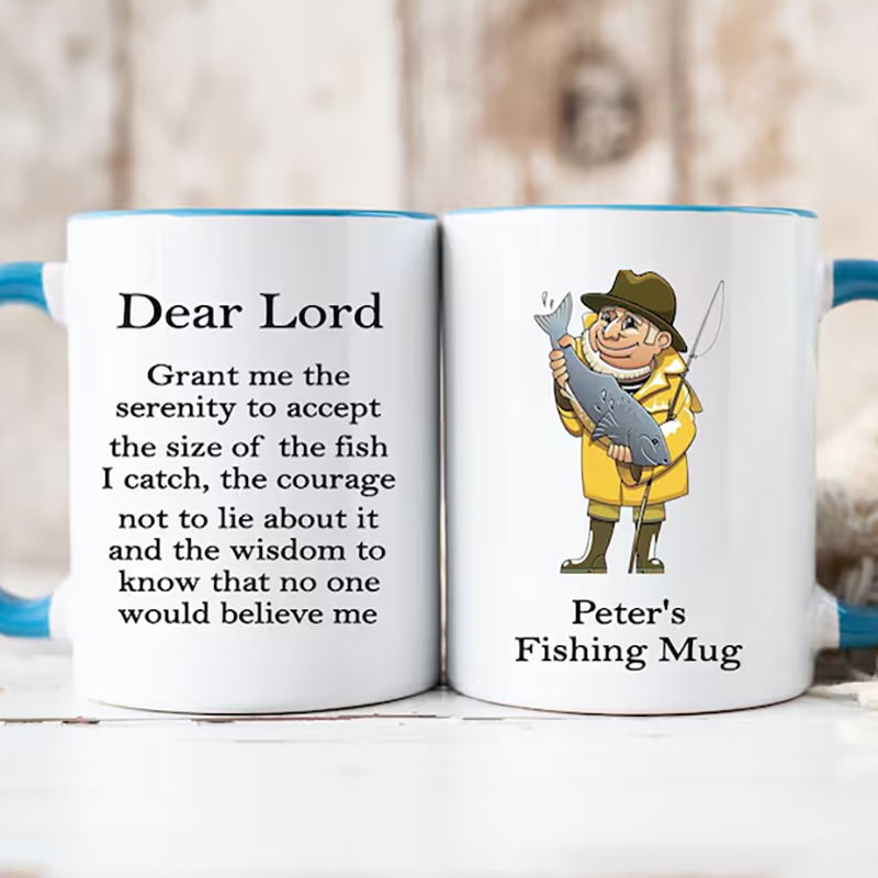 Personalized Fishing Mug Funny Fishing Mug with Funny Prayer Design Custom Name Perfect Gift for Fishing Lovers and Anglers