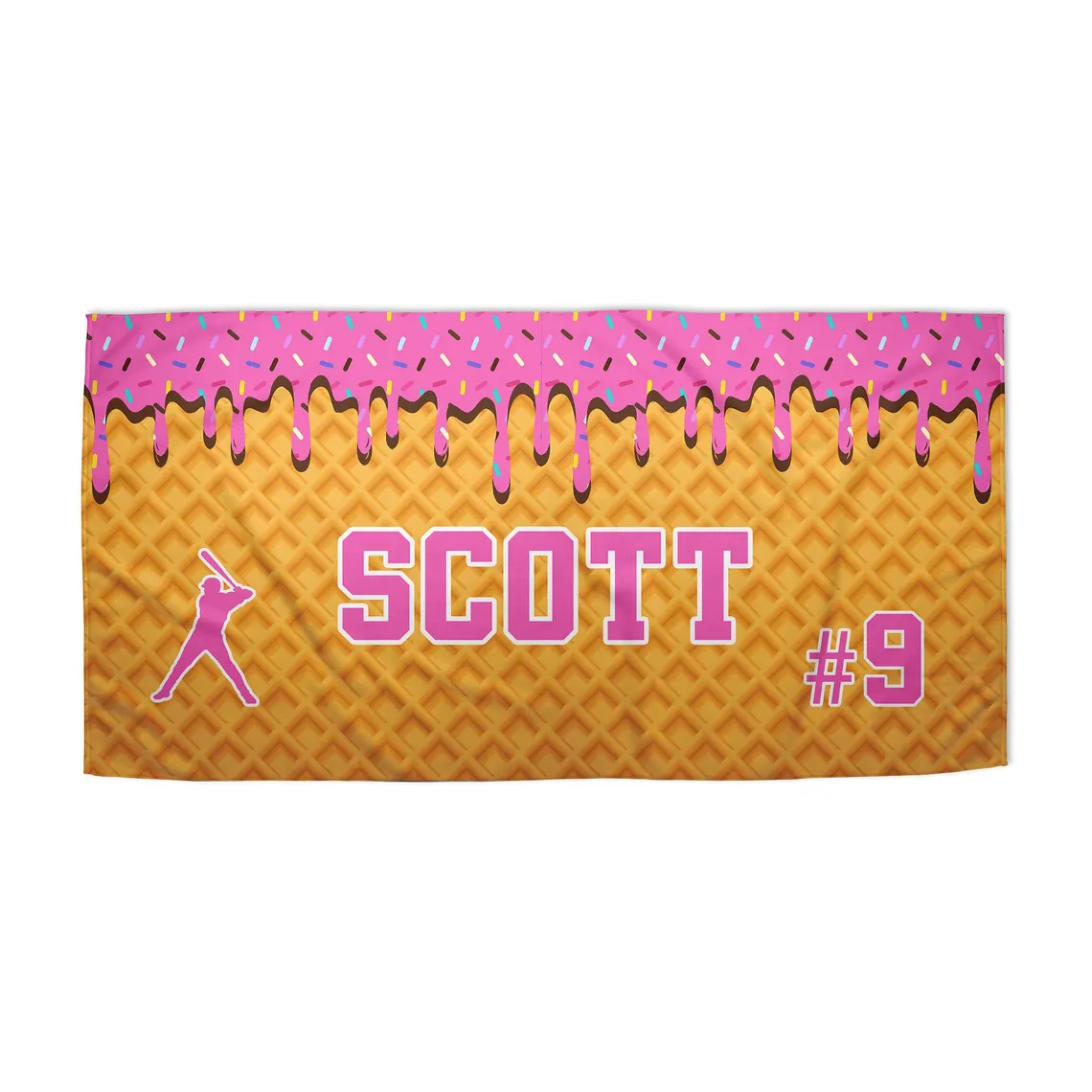 Personalized Ice Cream Drip Baseball Beach Towel For Boys Drip Beach Towel Pool Towel Team Gift Youth Baseball Gift