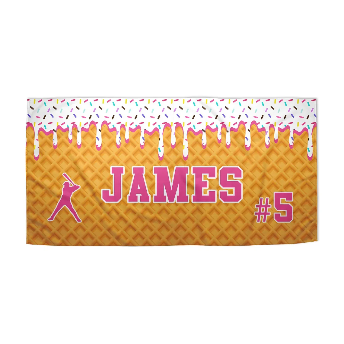 Personalized Ice Cream Drip Baseball Beach Towel For Boys Drip Beach Towel Pool Towel Team Gift Youth Baseball Gift