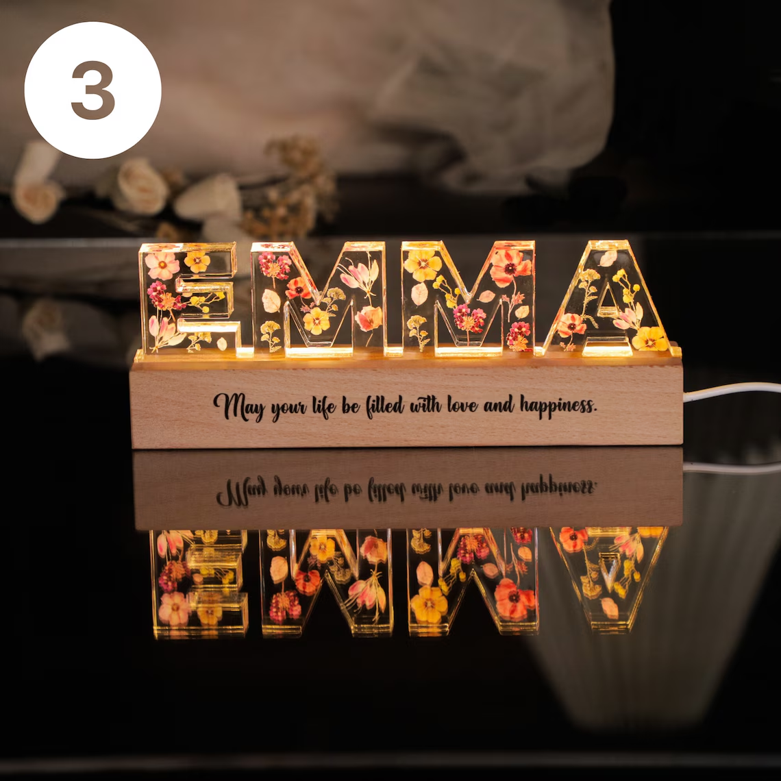 Personalized flower night light teen girls gift xmas gift for toddler Custom night light Teen Christmas Gifts Personalized baby gift