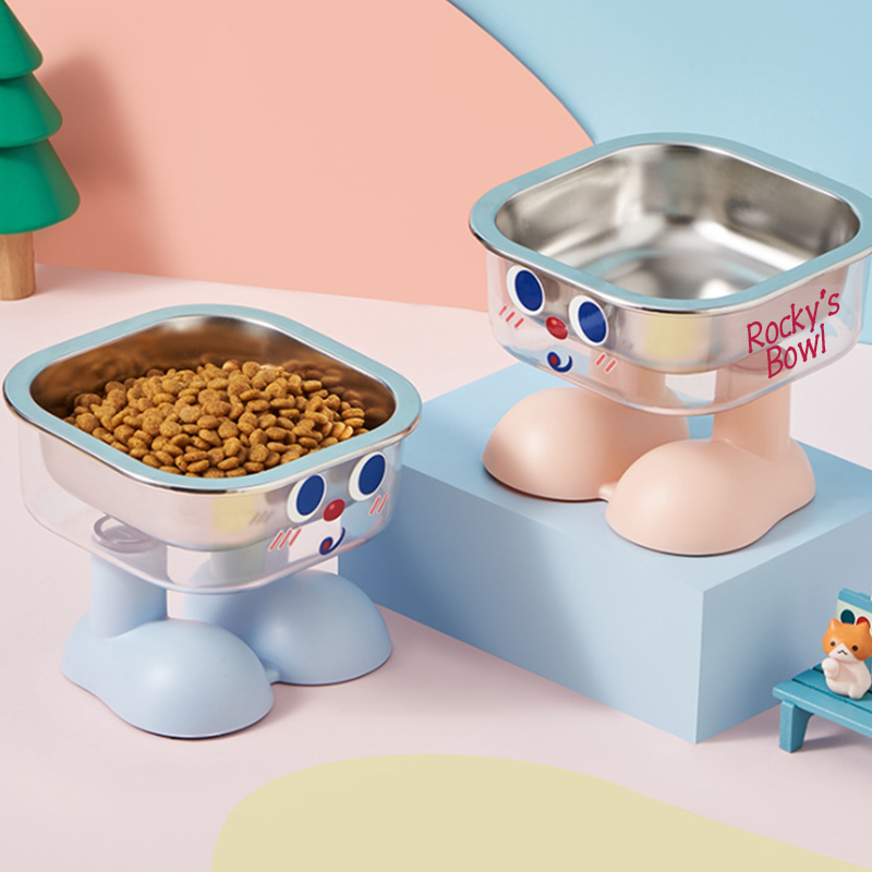 [Copy]Personalized Cute Pet Feeding Bowl with Name Stainless Steel Heavy Base Raised Feeding Bowl Birthday Gift for Dog Cat Owners