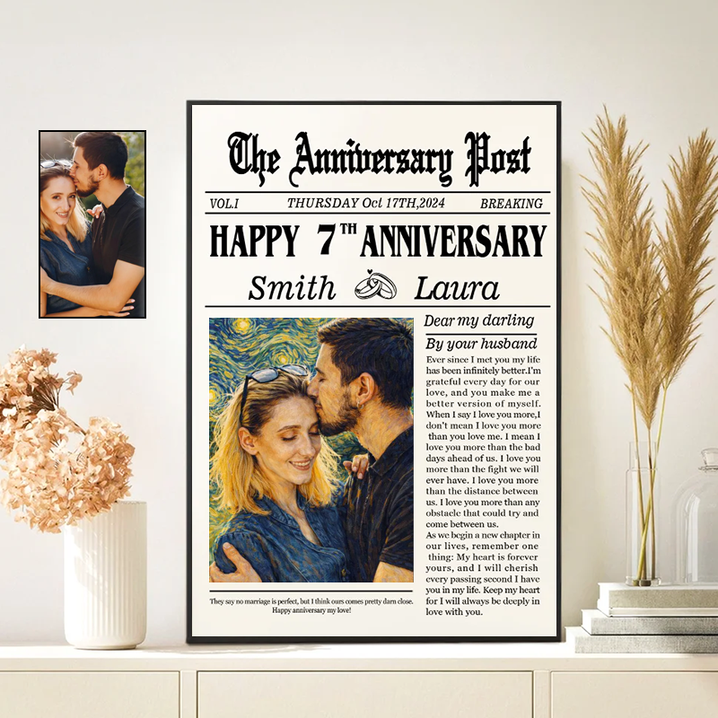 Personalized Couple Photo Post Print Celebrating Decade of Love Poster Canvas Painting Couple 10th Anniversary Keepsake Canvas Painting