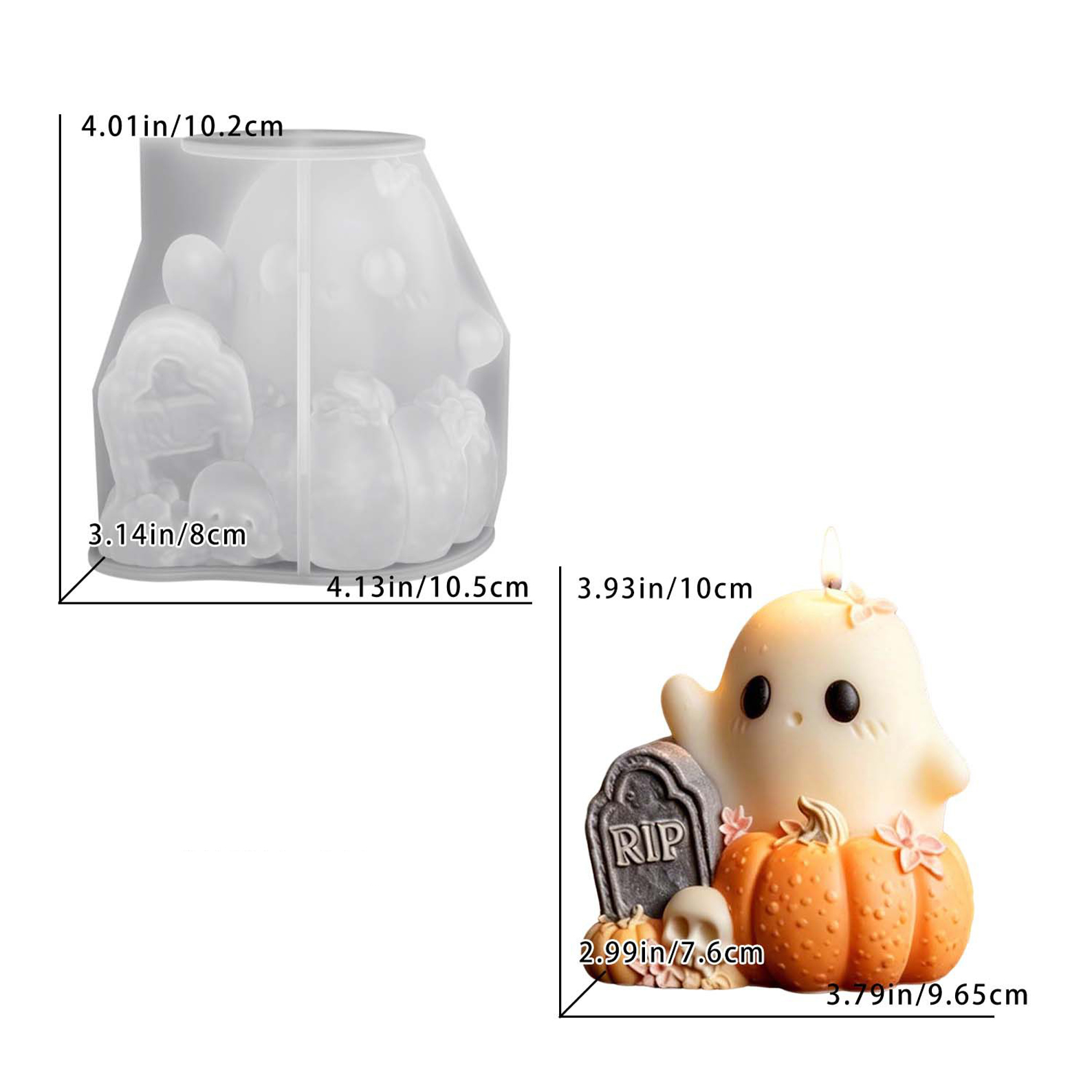 Ghostly Tomb Scented Candle Epoxy Mold Halloween Pumpkin Ghost Silicone Mold
