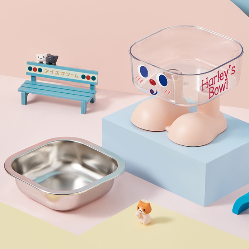 [Copy]Personalized Cute Pet Feeding Bowl with Name Stainless Steel Heavy Base Raised Feeding Bowl Birthday Gift for Dog Cat Owners
