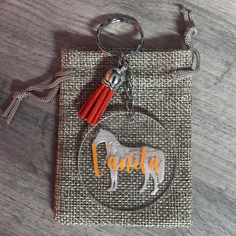 Personalized Horse Acrylic Tassel Keyring keychain Gift for Equestrian Riding Lovers